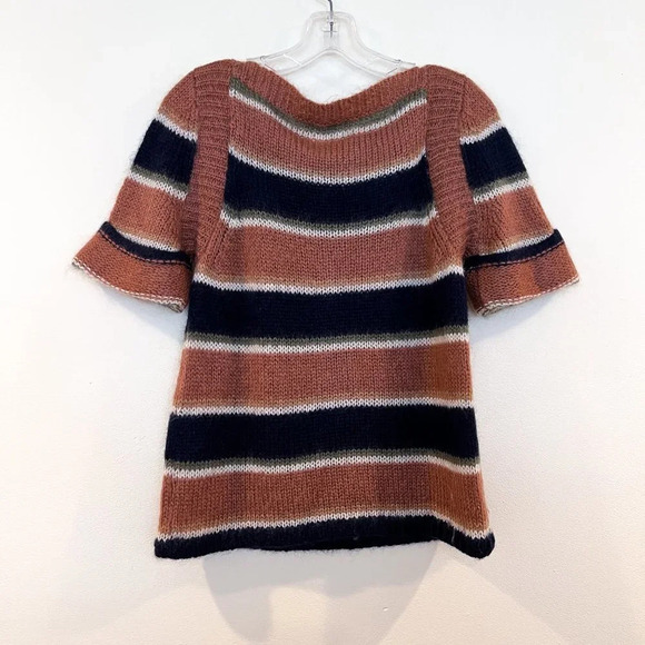 Calypso St Barth Mohair Blend Striped Short Sleeve Preppy Designer Knit Sweater - Picture 8 of 8
